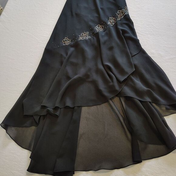 VTG Alex Evening's Y2K 90s Midi Dress Beaded Fairy Whimsigoth Asymmetrical Sz 10 - Picture 8 of 12